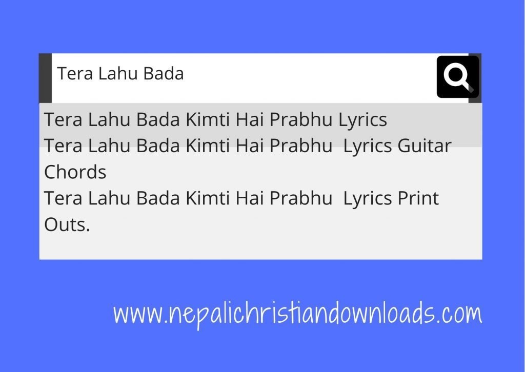 tera lahu bada kimti hai prabhu lyrics Featured Image